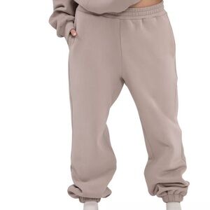 Comfrt Jogger Sweatpants Womens Medium Taupe Travel Essentials Fleece Pockets